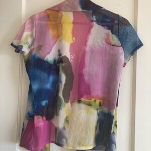 Multicolor mesh Abstract Print Women's Top desigual